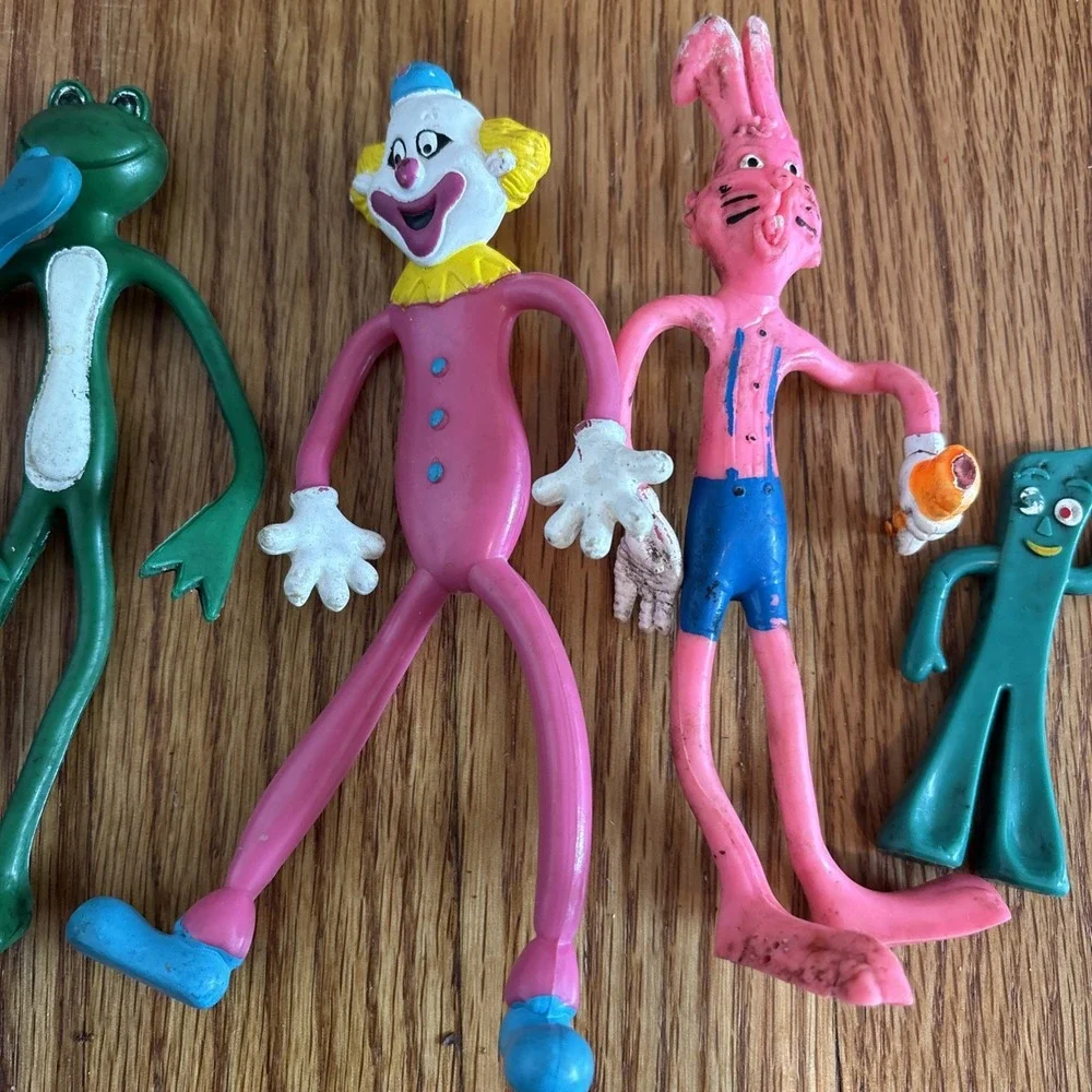 Vintage Gumby Jesco Prema Toys And‎ Other Bendy Toys Clown, Rabbit, Frog